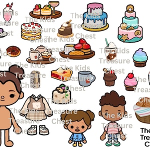 Inspired Toca Boca 3 pages paper &quot; CAFE time, going out &quot; food, printable / downloadable / Kids Play