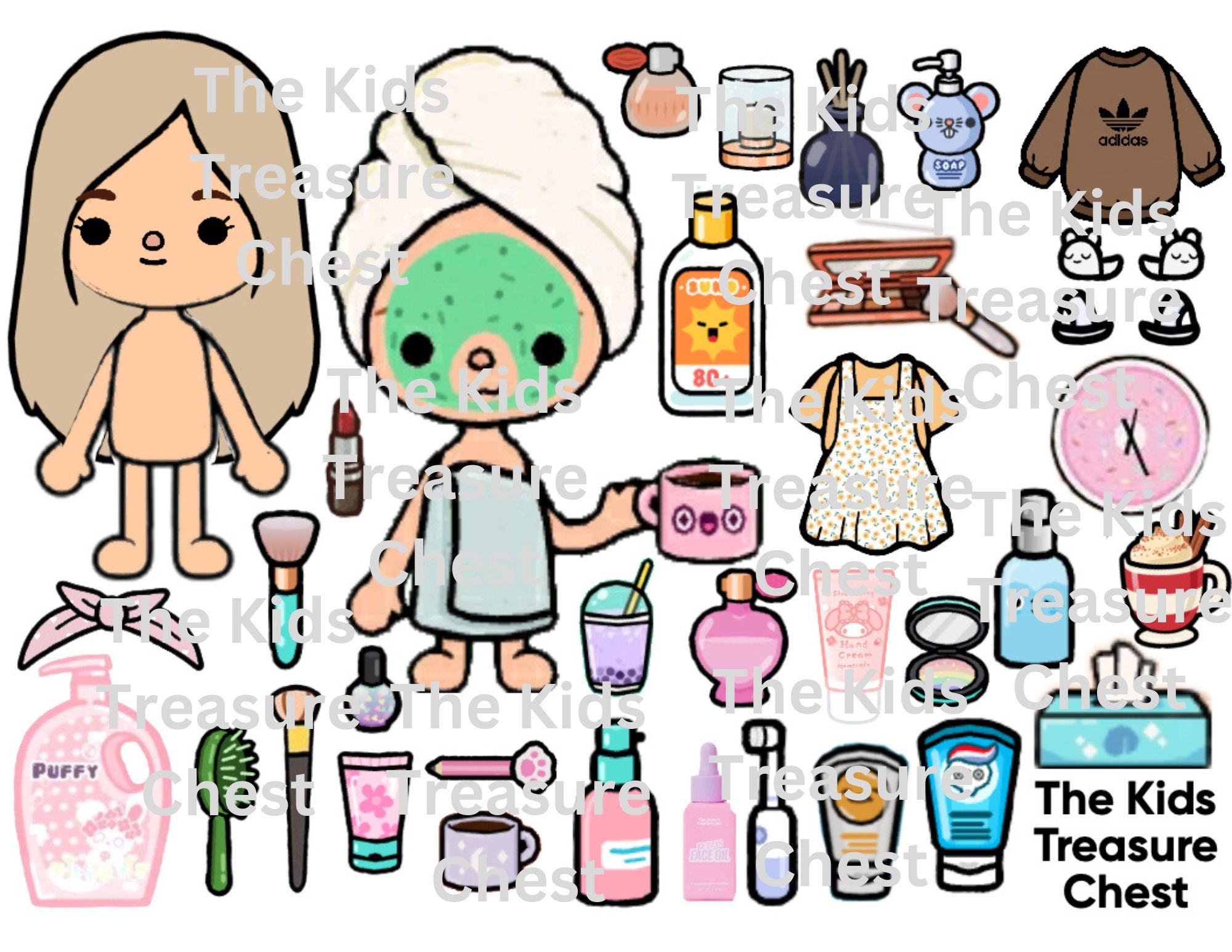 Toca Boca 3 Pages Paper SPA , Beauty Day Dolls, Furniture, Background, and  Accessories/ Printable / Downloadable / Kids Play 