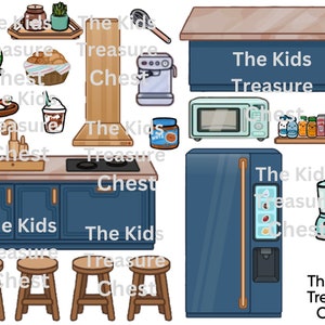 Inspired Toca Boca 2 pages paper &quot; Kitchen 1 - accessories, foods, furniture &quot; / printable / downloadable / Kids Play
