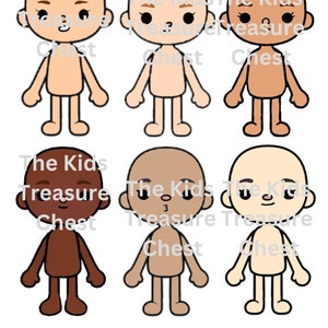Toca Boca 3 pages paper 6 Skin Tones / School / Camp 6 dolls Hair, backpacks, shoes, accessories / printable / downloadable / Kids Play image 2
