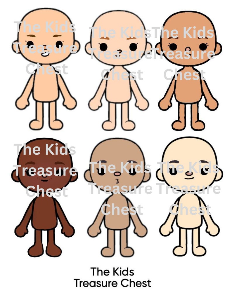 Toca Boca 3 pages paper 6 Skin Tones / School / Camp 6 dolls Hair, backpacks, shoes, accessories / printable / downloadable / Kids Play image 2