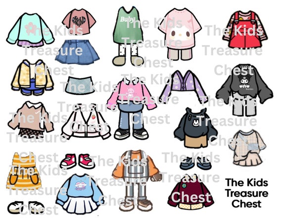 Muneca de papel inspirada Toca Boca 1 pagina Ropa y zapatos de nina imprimible descargable Kids Play Etsy Espana