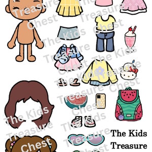 Toca Boca paper doll " Summer Day " / printable / downloadable/ clothes / Kids Play