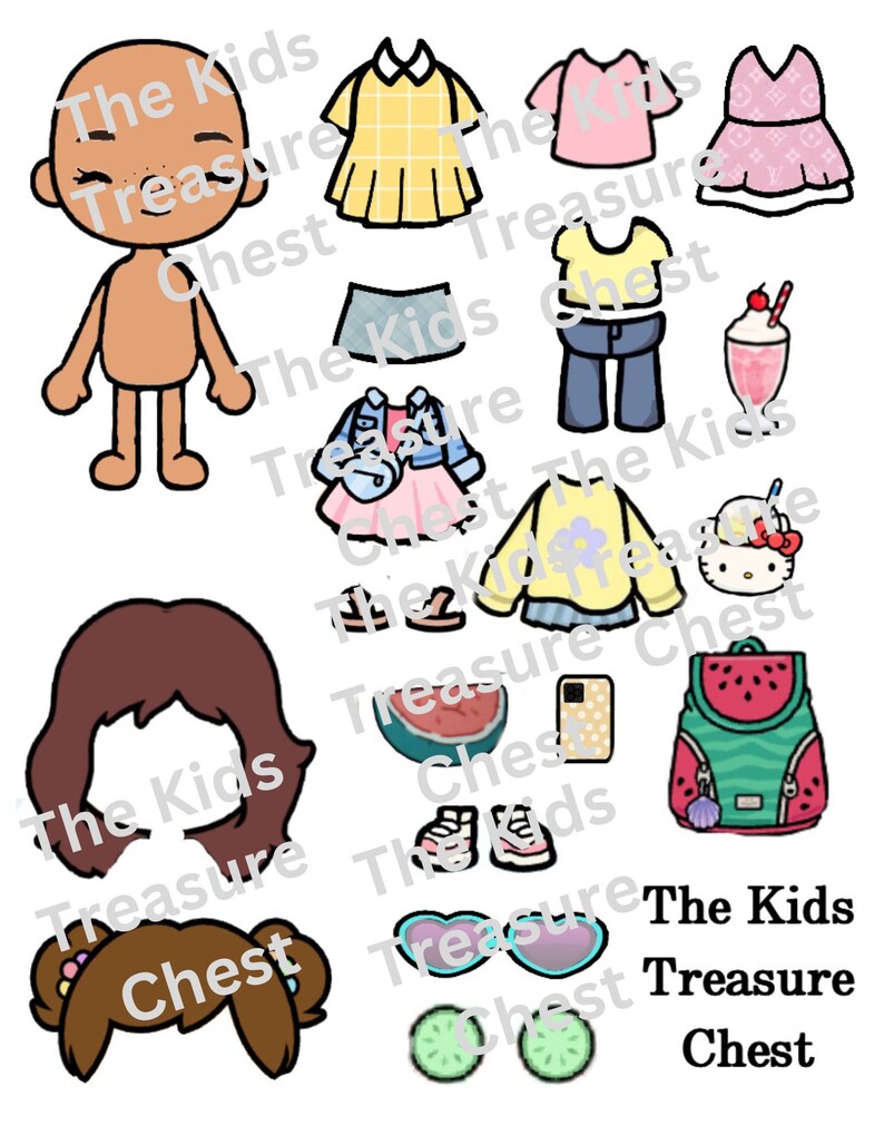 Toca Boca Paper Doll Summer Day / Printable / Downloadable/ Clothes / Kids Play - Etsy