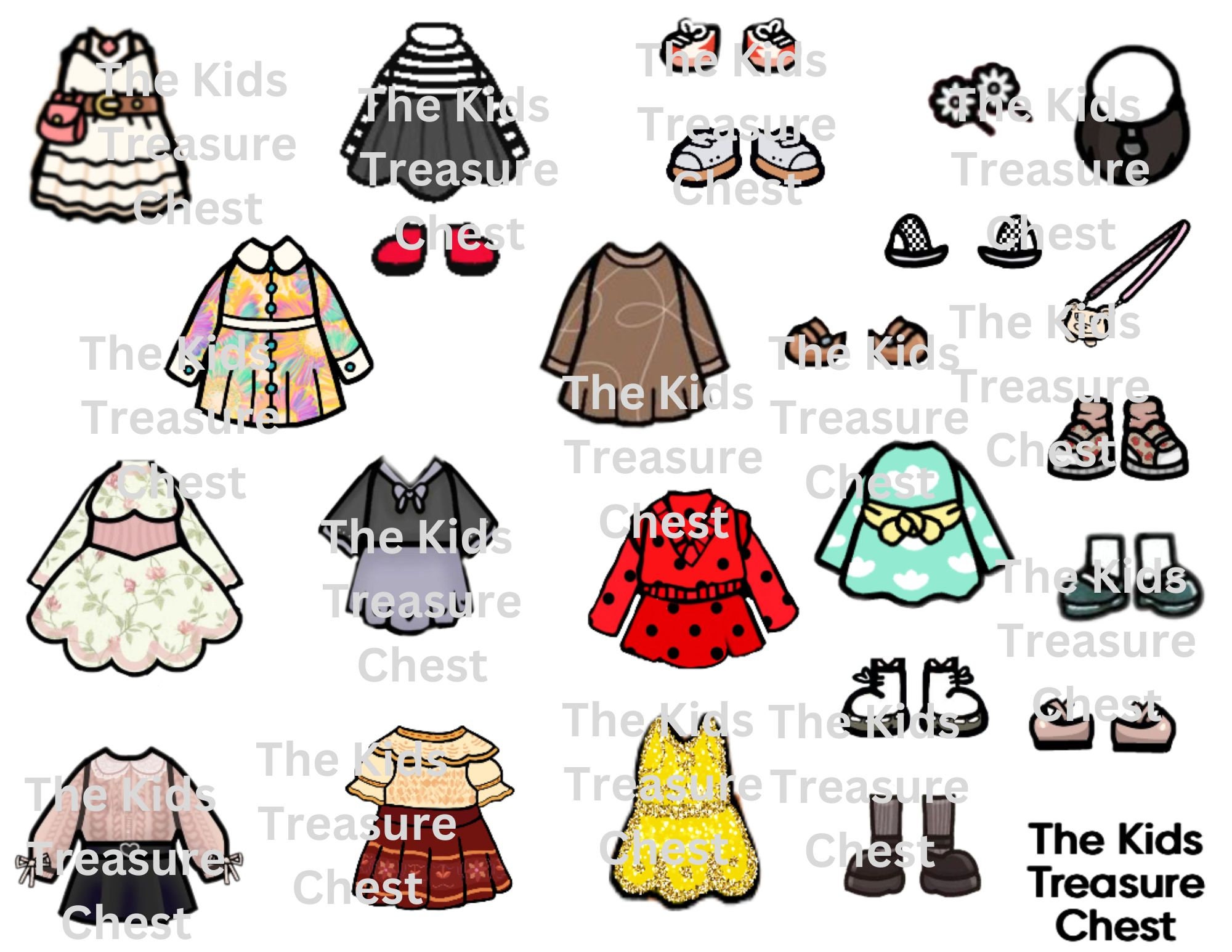 Toca Boca 5 Pages Paper Doll fashion Designerclothes, Shoes, Furniture