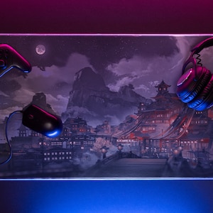 Sacred Tranquility: Japanese Temple City Desk Mat