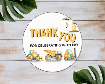 Construction Birthday Party Favors Tags, Thank You Tags Dump Truck Party, Gift Tags Template Printable Instant Digital Download BP537