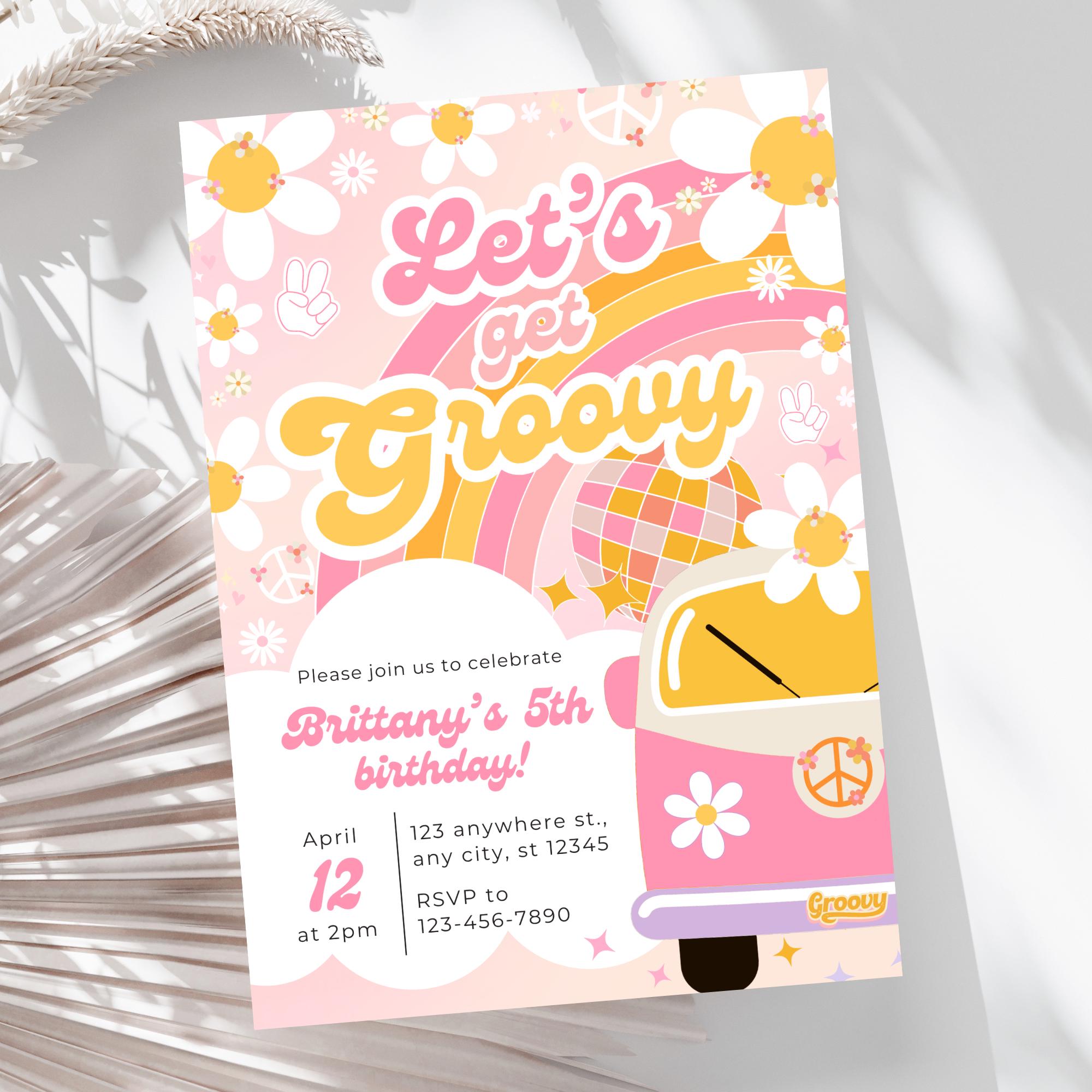 Groovy Birthday Party Invitation Boho Retro Groovy Hippie Birthday ...