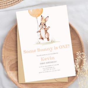 Some Bunny Birthday Invitation Easter Bunny Birthday Invite Spring Minimalist Birthday Editable Template Cute Bunny Birthday Party Invite