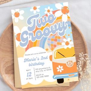 EDITABLE Groovy Birthday Invitation Groovy Party Invitation Boho Retro Groovy Hippie Birthday Daisy Groovy Birthday Invite Groovy is a Vibe