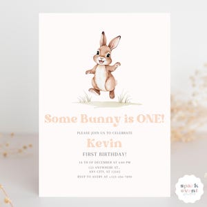 Bunny Birthday Invitation Some Bunny Birthday Invite Easter Bunny Birthday Spring Birthday Minimalist Birthday Editable Invitation Template