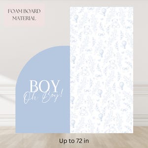 Toile de Jouy Backdrop Foam Board Baby Shower Background Dusty Blue Teddy Bear Theme Floral Baby Shower Decor Oh Boy Baby Shower Big Decor