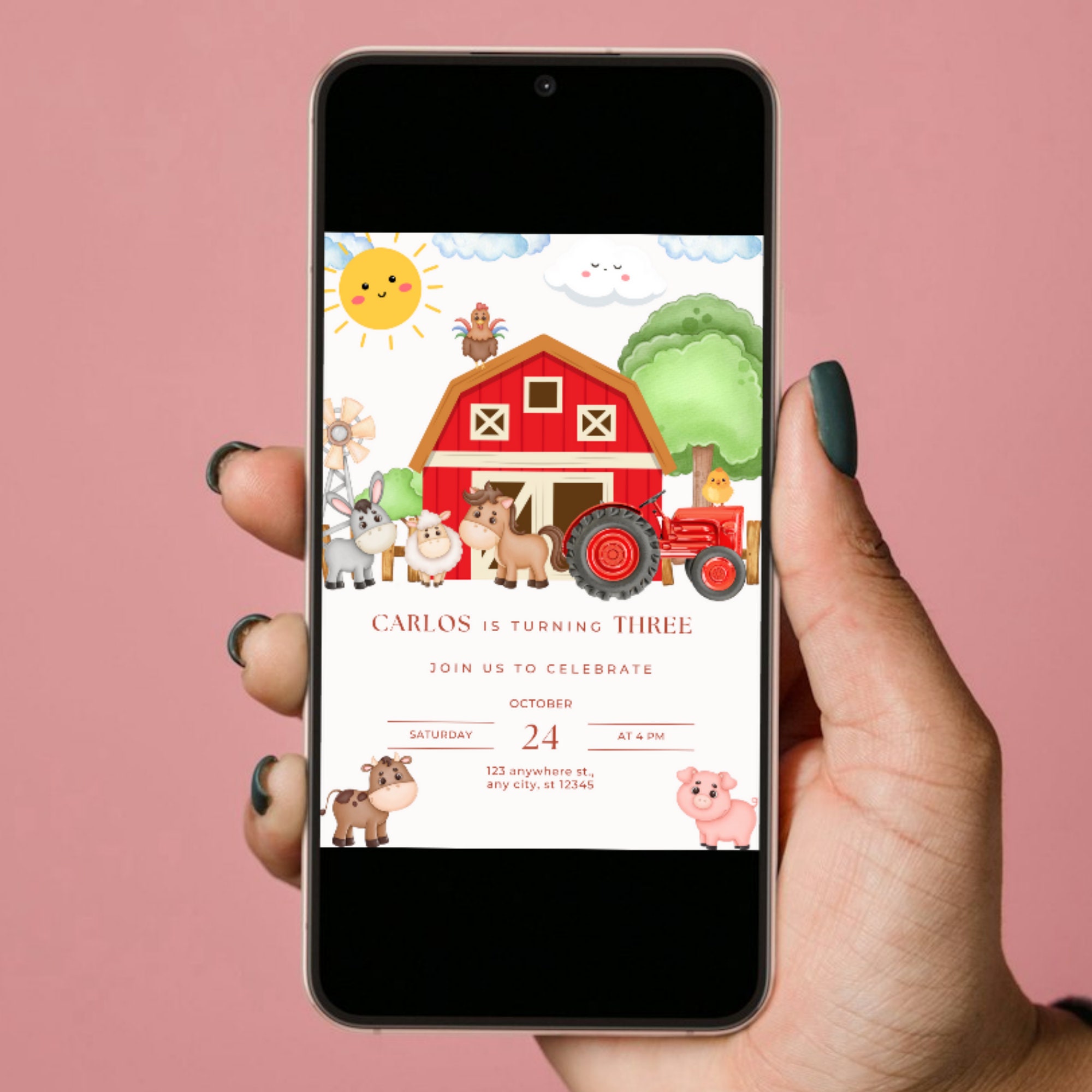Farm Birthday Party Invitation Farm Animals Birthday Invite Red Barn ...