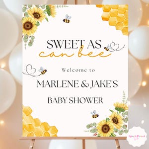 Sweet as Can BEE Baby Shower Welcome Poster Gender Neutral Bee-Themed Poster Personalized Baby Shower Decor Sizes 16x20, 18x24, 24x36 BP531
