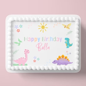 Dinosaur Birthday Cake Topper Dino Cake Sheet Three Rex Third Birthday Digital Cake Topper Printable Template Digital File Editable BP526