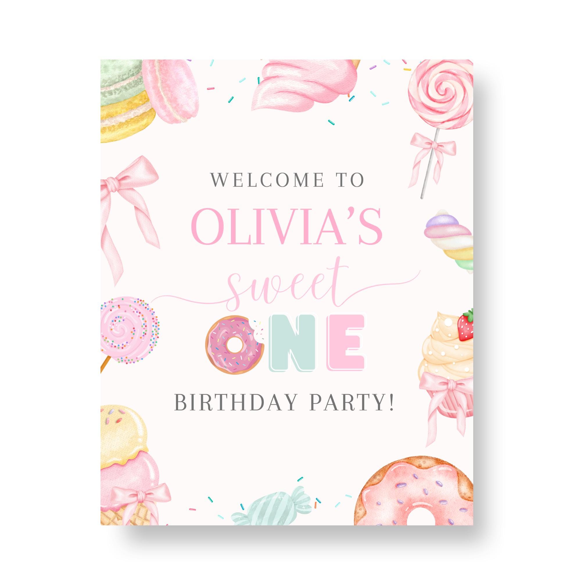Sweet One Birthday Welcome Sign Girl First Birthday Poster Dessert ...