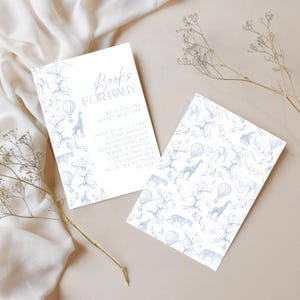 Franse toile de jouy babyshower blauwe safari themaboeken voor baby bloemen chinoiserie decoraties boeken verzoek invoegen bewerkbaar