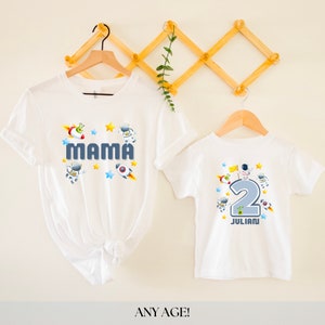 Space Birthday Shirt Two The Moon Birthday Shirt ANY Age Birthday Tee Galaxy Birthday Outfit Toddler Boy Mommy and Me Shirt BP546