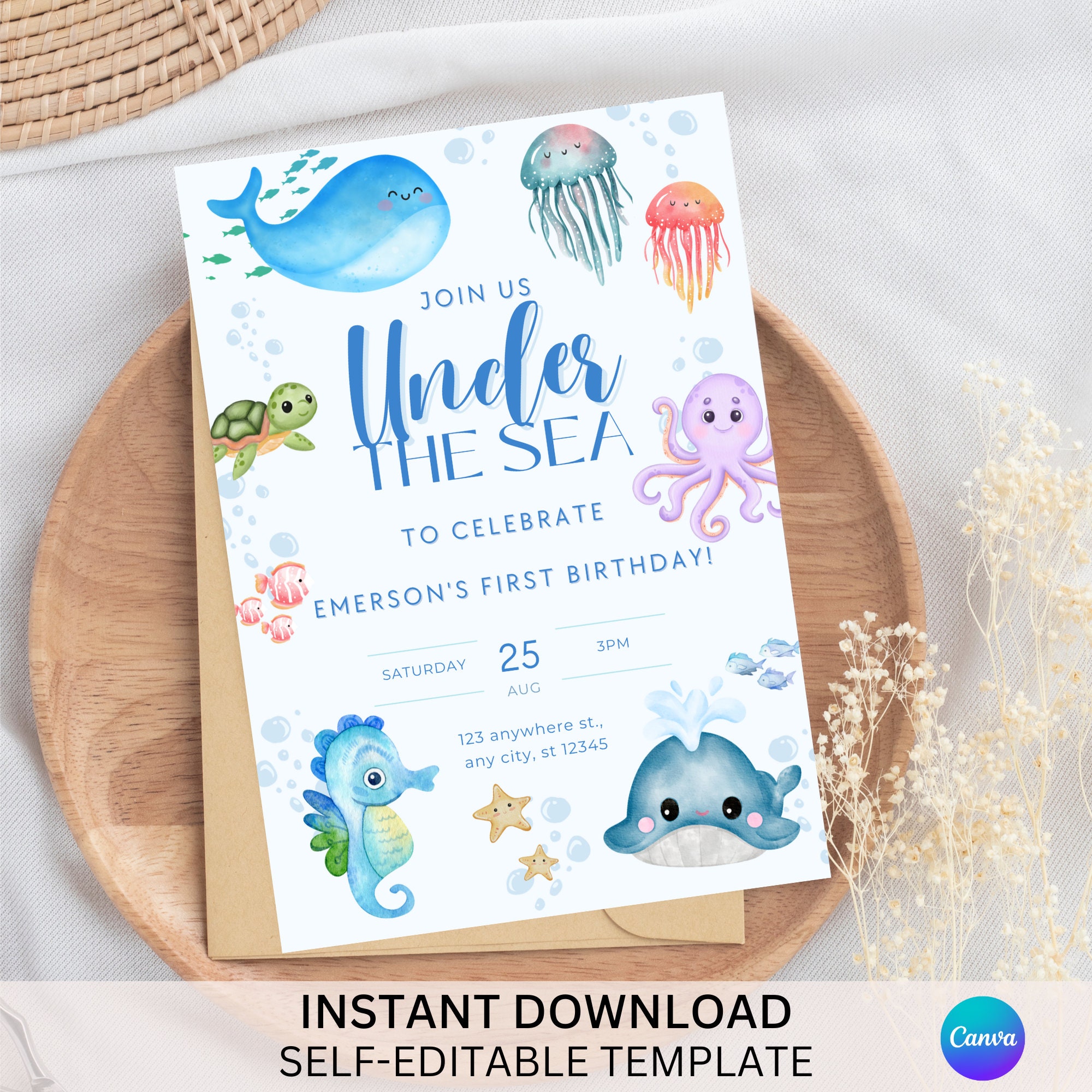 Under the Sea Invitation Under the Sea Birthday Party Digital Invite Printable Template Instant ...