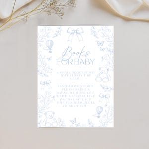 Livres en toile de jouy bleus pour bébé Toile de Jouy sur le thème du baby shower pour bébé Décorations florales chinoises Livres sur demande insertion modifiable