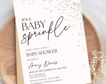 Baby Sprinkle Baby Shower Einladung Baby Sprinkle einladen Gender Neutral Konfetti Sprinkles Junge Baby Shower Mädchen Baby Shower bearbeitbar