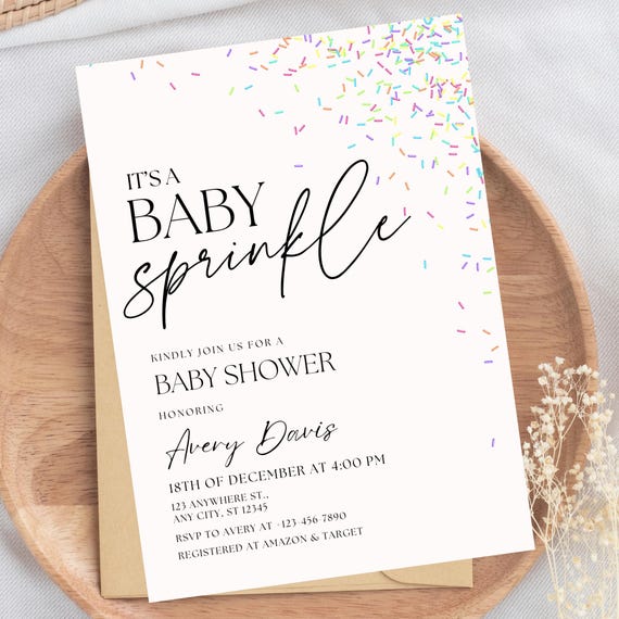 Baby Sprinkle Baby Shower Invitation Baby Sprinkle Invite Gender Neutral Confetti Sprinkles Boy Baby Shower Girl Baby Shower Editable
