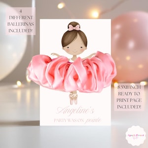 Chouchou d'anniversaire ballerine MODIFIABLE Tutu cadeau de fête mignon carte de chouchou d'anniversaire de ballet danseuse de ballet anniversaire fille modèle numérique