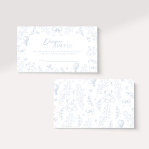 Decorazione per baby shower con toile de Jouy, motivo: "Blu polvere" con decorazione per baby shower, motivo: "Blu polvere polvere" con mongolfiera e motivo floreale, modificabile