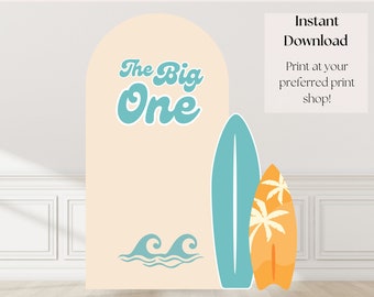 The Big One Birthday Backdrop Surfing Party Foam Board 1st Birthday Decorations Retro Boy or Girl Surf Van Surfboard Beach Party