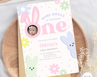 Bearbeitbar Einige Hase 1. Geburtstag Einladung Frühling Bunny Party Foto Geburtstagseinladung Sofortiger Download Süßer Hase Geburtstag Vorlage