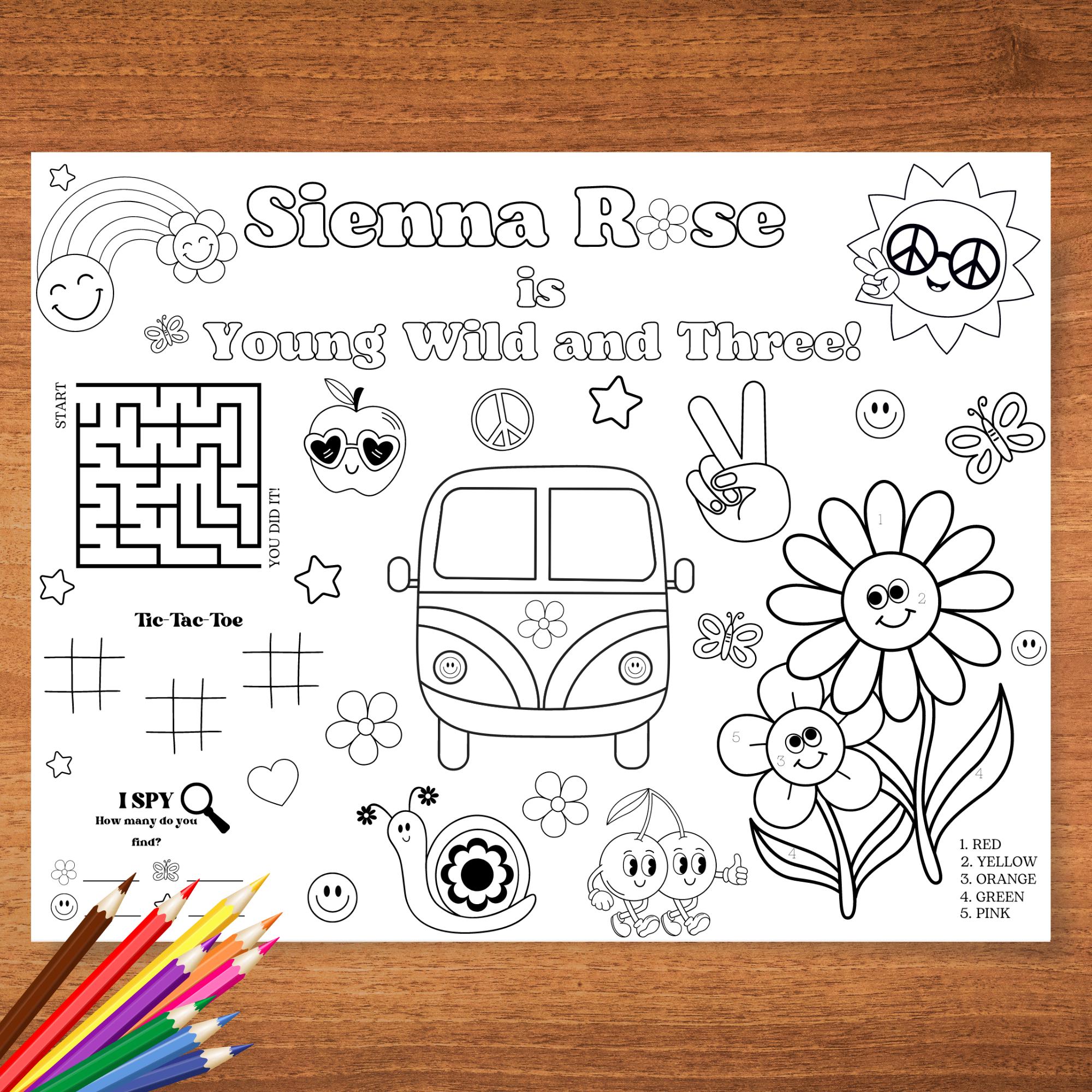 Groovy Party Placemat Groovy Coloring Page Retro Birthday Party ...