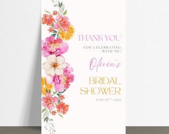 Citrus Thank You Card Printable Mediterranean Lemon Theme Baby Shower Bridal Shower Orange Lemon Brunch Floral Stationery Editable Template