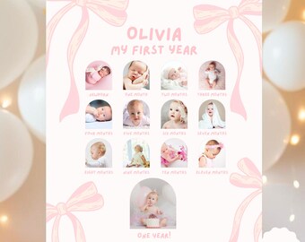 Girls Just Wanna Be One Photo Poster Bow First Birthday Milestone Sign Party Decoration Girl Vintage Retro Birthday Doodle 1st Bday