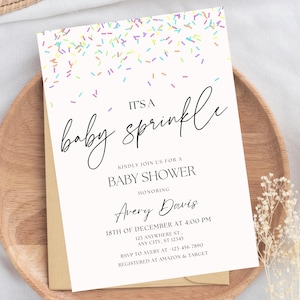 Invito per Baby Shower con Coriandoli Invito per Baby Shower con Coriandoli Genere Neutro Coriandoli Baby Shower per Bambini Baby Shower per Ragazze Modificabile