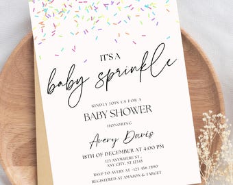 Baby Sprinkle Shower Einladung Baby Shower Sprinkle laden Gender Neutral Konfetti Sprinkles Junge Baby Shower Mädchen Baby Shower bearbeitbar