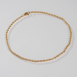 14K Yellow Gold Diamond Cut Rope Chain Bracelet 9&quot; long 1.9 mm thick