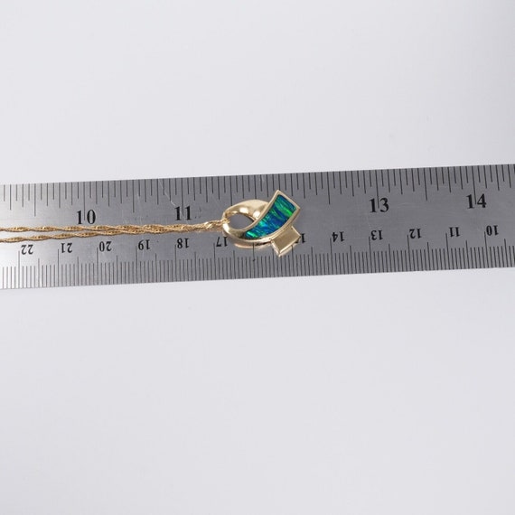 14K Green Blue Opal Slide Pendant Necklace Twiste… - image 7