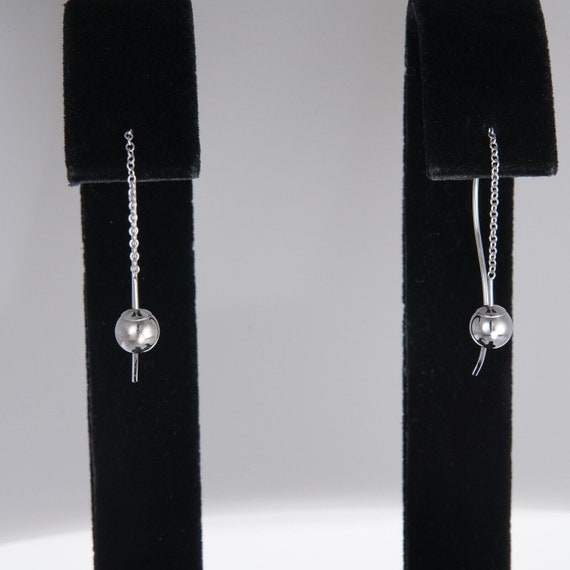 14K White Gold Threader Dangle Earrings Designer … - image 3
