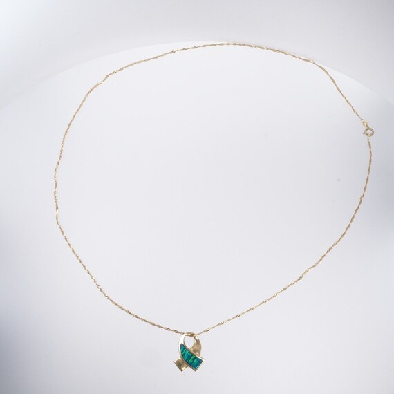 14K Green Blue Opal Slide Pendant Necklace Twiste… - image 2