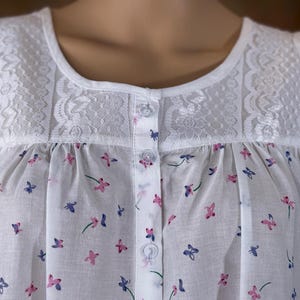 Cotton Vintage Style Nightgown, Modest Nightgown, Button up Nightgown, Cotton Sleepshirt, Cute Nightgown, 1930s Nightgown