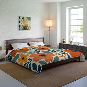 Blooming Floral Comforter - Cozy Bedding for Home Decor, Gift for Housewarming, Spring Seasonal Upgrade, Botanical Print