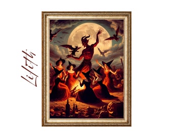 Devil dance. Witches' Sabbath, Witches' Meeting, Walpurgis Night, Witch, Devil's Dance, Vintage Witch, Dark, Gothic, Horror, Witches' Sabbath, Witch - 400301