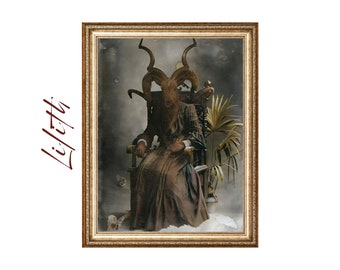 Vintage Baphomet, print. Devil Satan Vintage, Antique Demon, Goat, Satanic Ritual, Horror, Devil Art, Pentagram, Gothic, Dark| 05033