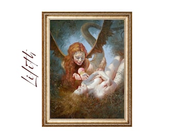 Lilith & Eve - Reprint. Vintage art, circa 1950, devil, hell, heaven, demons, devil art, succubus, Satrina, female devil - |5087