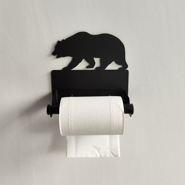 Bear Iron Wall Mounted Toilet Paper Holder - Handmade Toilet Paper Holder-Industrial Modern Toilet Roll Holder