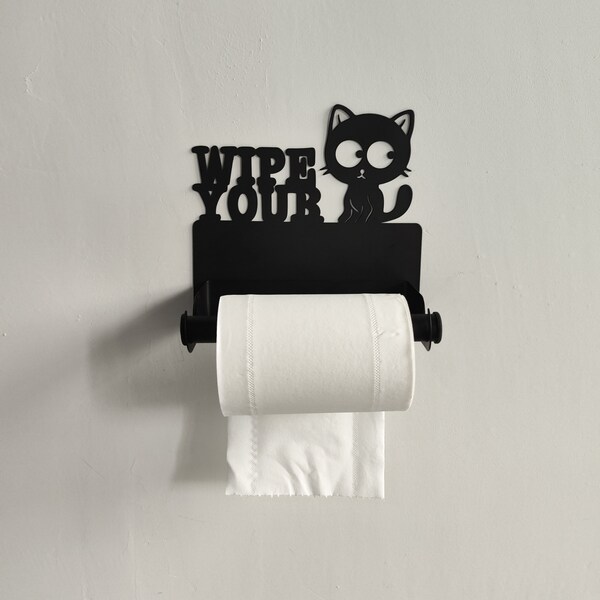 Black Cat Toilet Roll Holder Etsy