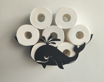 Whale Toilet Paper Holder, Toilet Paper Organizer, Wall Mounted Toilet Paper Organizer，Small space storage