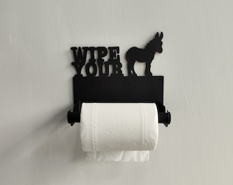Cute donkey Iron Wall Mounted Toilet Paper Holder - Handmade Toilet Paper Holder-Industrial Modern Toilet Roll Holder