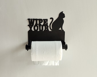 Cat Iron Wall Mounted Toilet Paper Holder - Handmade Toilet Paper Holder-Industrial Modern Toilet Roll Holder