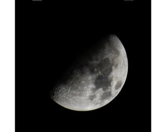 Half Moon Close Up Art Print: Lunar Phase Vertical Poster